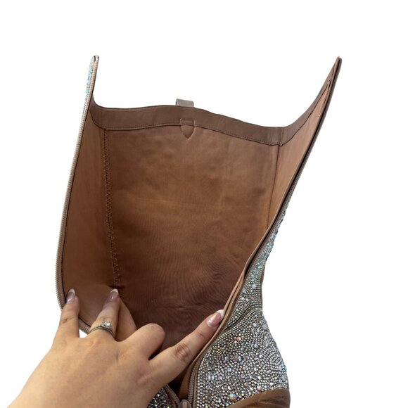 New without Box Western Silver  Sparkle Rhinestone Wide Calf Cowboy Boots - Picture 15 of 15